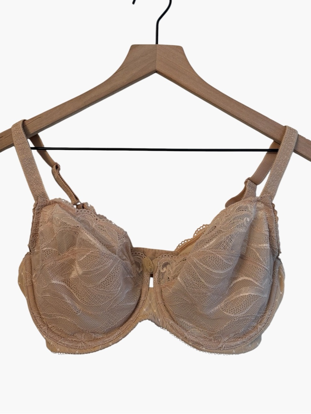 Wacoal 34DDD Lace Underwire Bra Nude Beige Floral Full Coverage